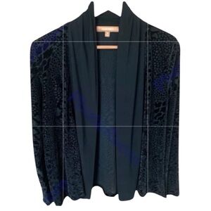 NWT Ellen Tracy "Prisim" Black Long Velvet Soft Cardigan Duster
